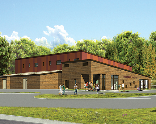 A view of what the Long Trail School Field House will look like from the outside after its completion in 2019